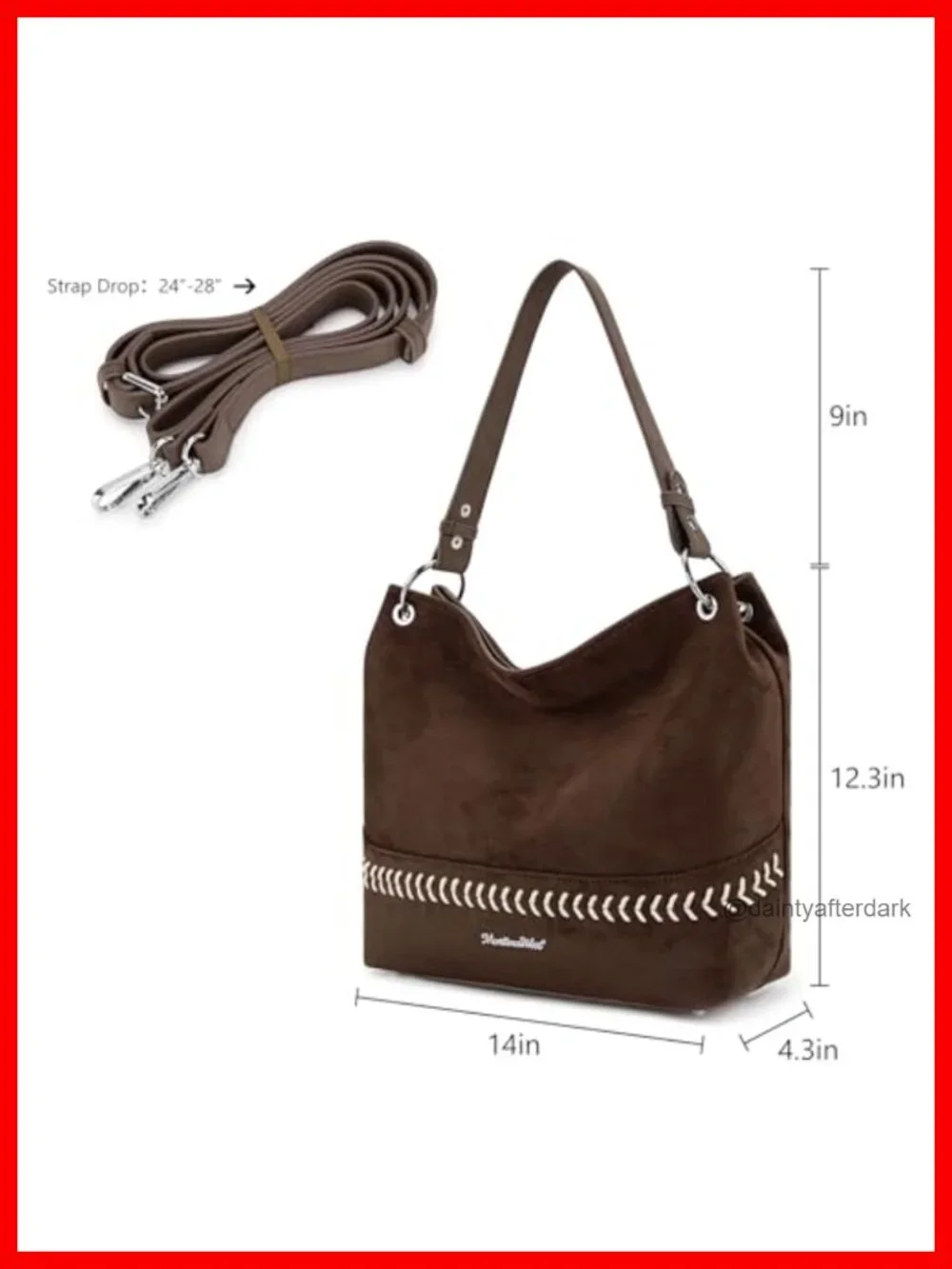 Faux Suede Hobo Bag Slouchy Shoulder Tote Purse